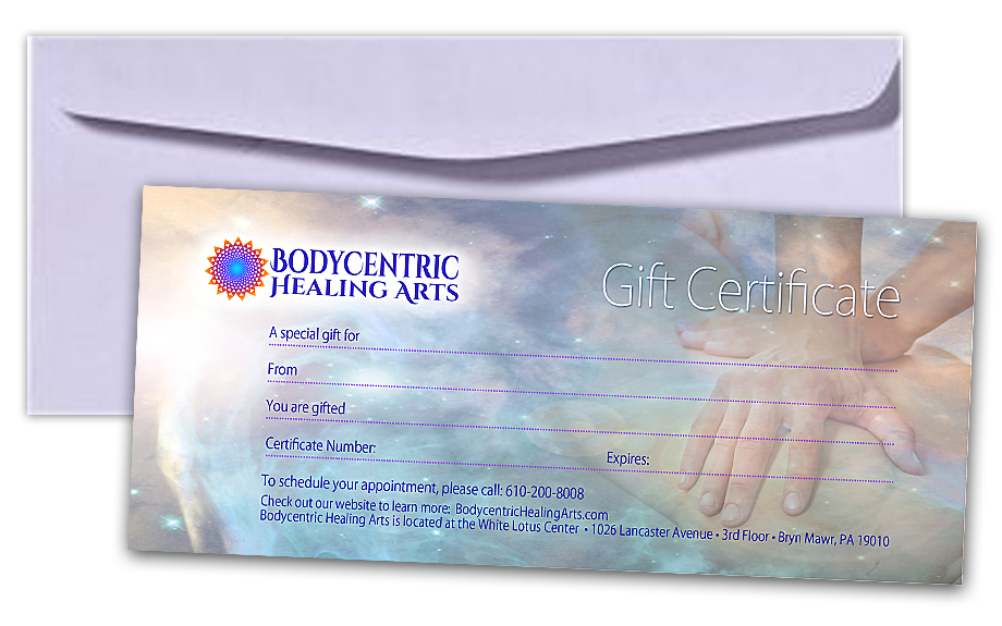 Gift certificate by Bodycentric Healing Arts